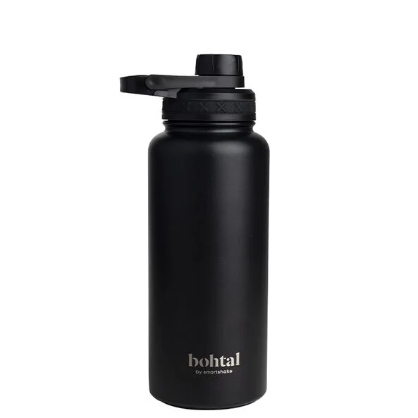 Svart Bohtal Sports Bottle 960 ml med sportlock och bärslinga