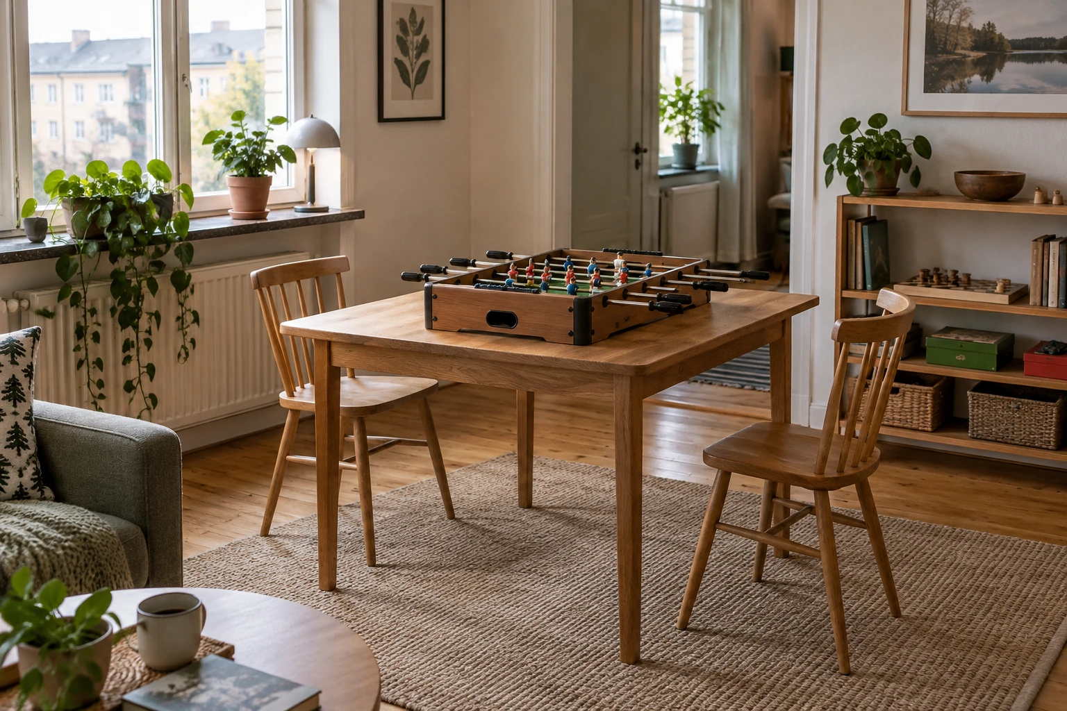 Bordsspel i ett vardagsrum