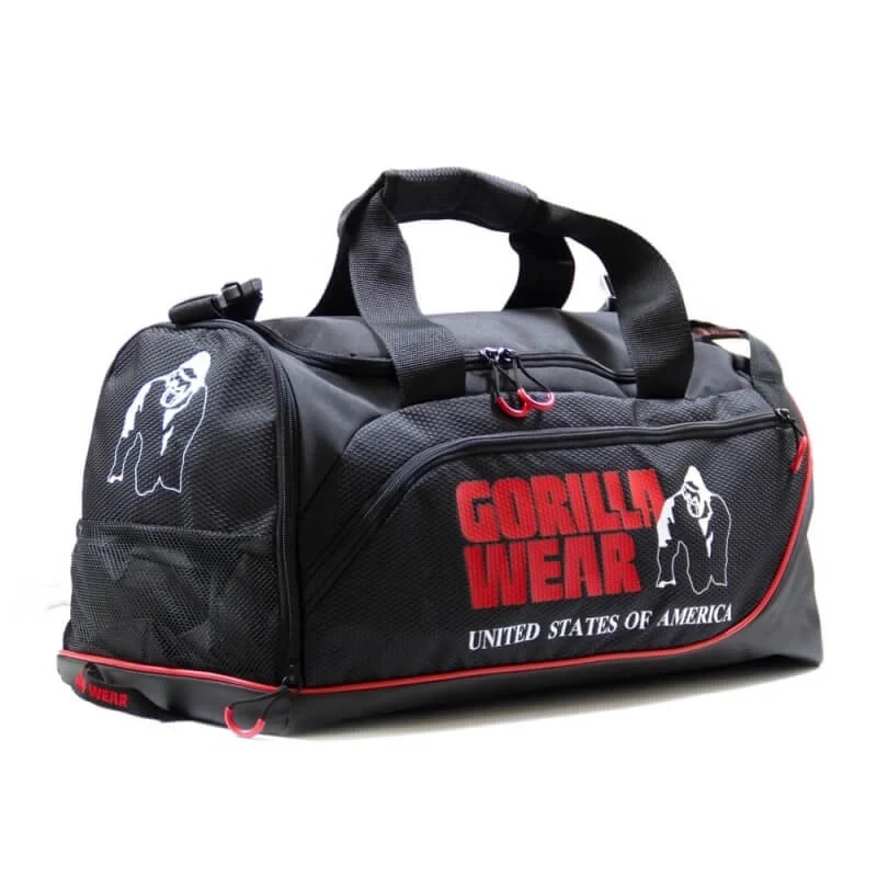 Jerome Gym Bag i svart och rött, med axelrem och handtag