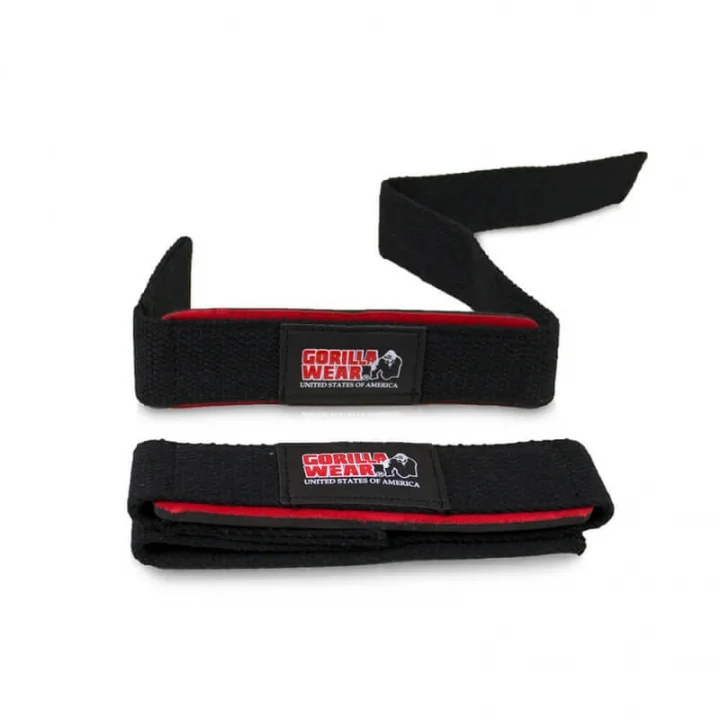 Gorilla Wear Padded Lifting Straps, svart/röd, produktbild