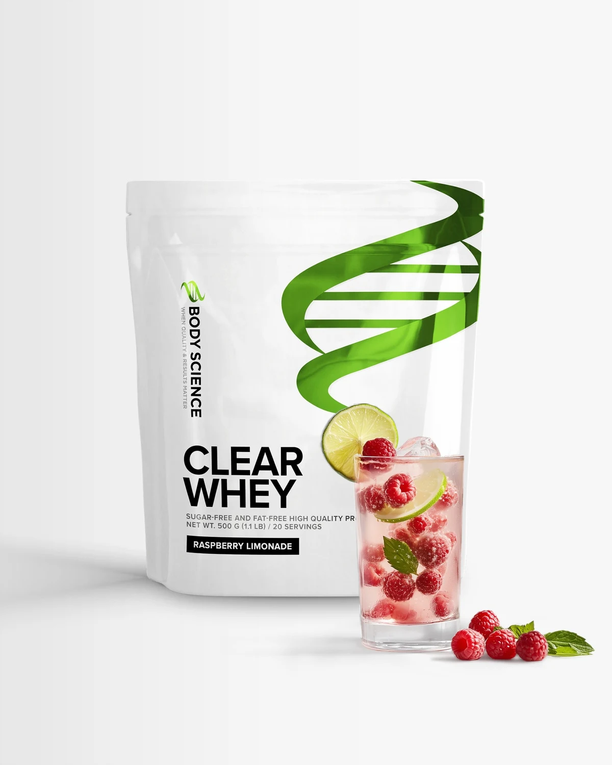 Body Science Clear Whey, Raspberry Limonade, 500 g
