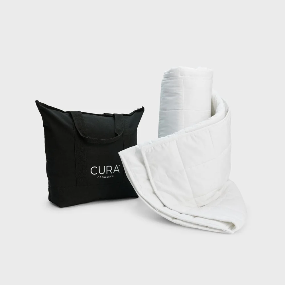 CURA Pearl Classic vitt tyngdtäcke, vald variant 150 × 210 cm och 7 kg