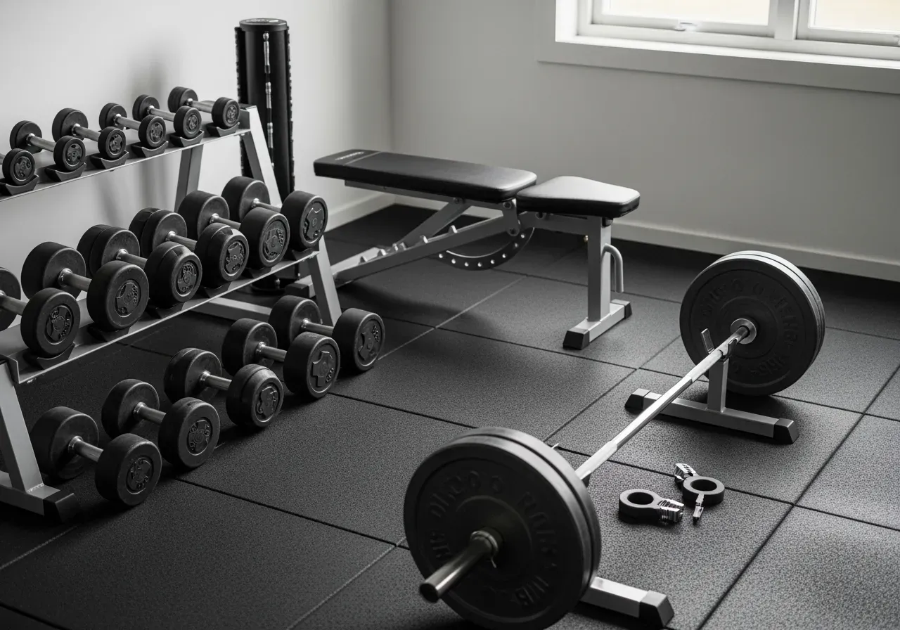 Bänkar och rack för hemmagym