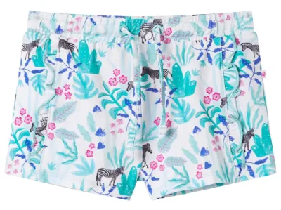 Barnshorts med snöre ecru och mörk mintgrön