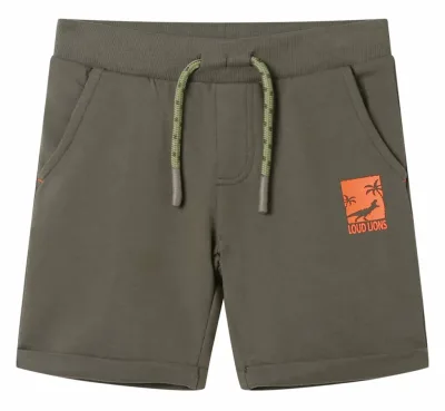 Barnshorts med snöre mörk khaki
