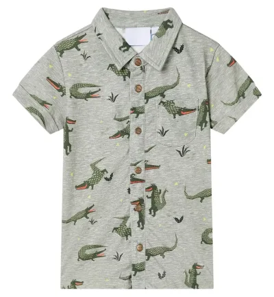 Barnskjorta ljus khaki melange