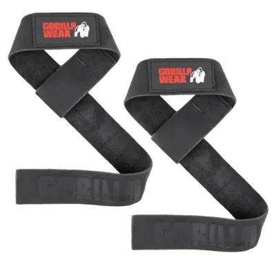 Gorilla Wear Leather Lifting Straps, 1 par, Black