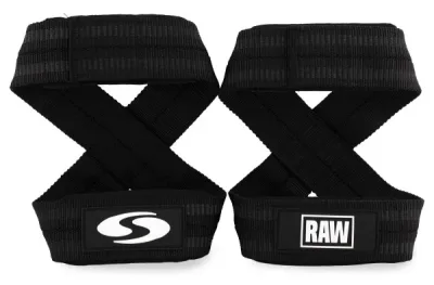 RAW Supps Figure 8 Lifting Strap, S, Black