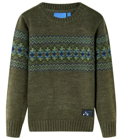 Stickad tröja för barn khaki