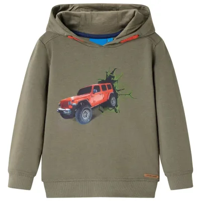 Tröja med huva för barn khaki