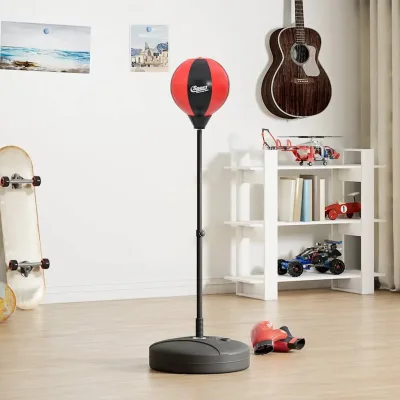vidaXL Set med stansboll med handskar och pump justerbar höjd 81-122cm