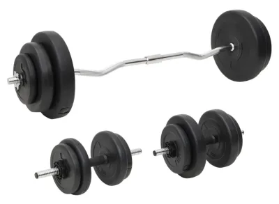 vidaXL Skivstång med hantlar och viktskivor 60 kg
