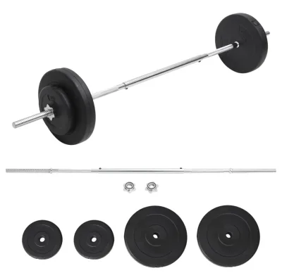 vidaXL Skivstång med vikter set 30 kg