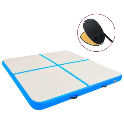 vidaXL Uppblåsbar gymnastikmatta 200x200x10 cm blå