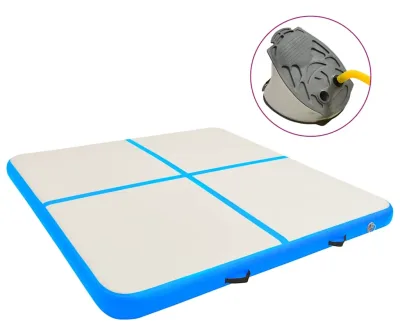 vidaXL Uppblåsbar gymnastikmatta 200x200x15 cm blå