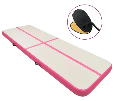 vidaXL Uppblåsbar gymnastikmatta 300x100x20 cm rosa