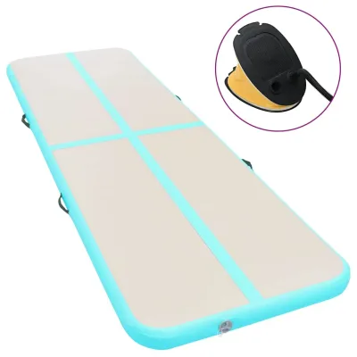 vidaXL Uppblåsbar gymnastikmatta 400x100x10 cm grön