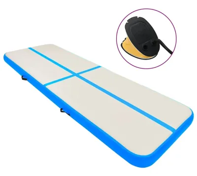 vidaXL Uppblåsbar gymnastikmatta 400x100x20 cm blå