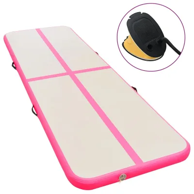 vidaXL Uppblåsbar gymnastikmatta 500x100x10 cm rosa
