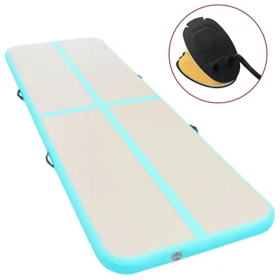 vidaXL Uppblåsbar gymnastikmatta 600x100x10 cm grön