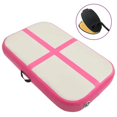 vidaXL Uppblåsbar gymnastikmatta med pump 60x100x15 cm PVC rosa